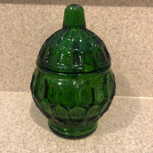 Other - Vintage emerald green honey pot thumbprint 5.5”